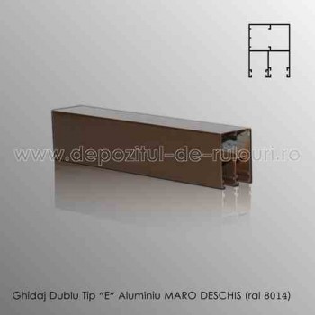 Ghidaje rulouri exterioare aluminiu aplicate duble tip “E” maro deschis ral 8014